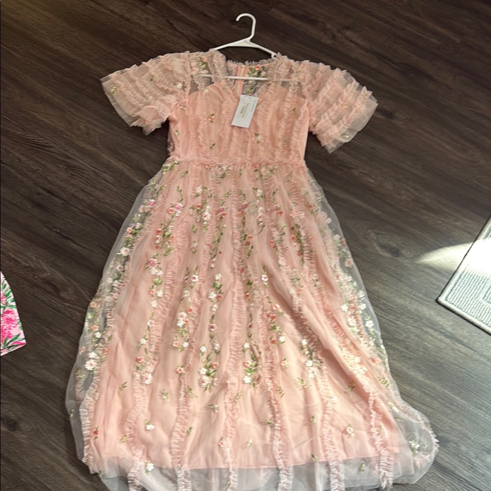 Shop Stevie Pink Floral Embroidered Formal Dress